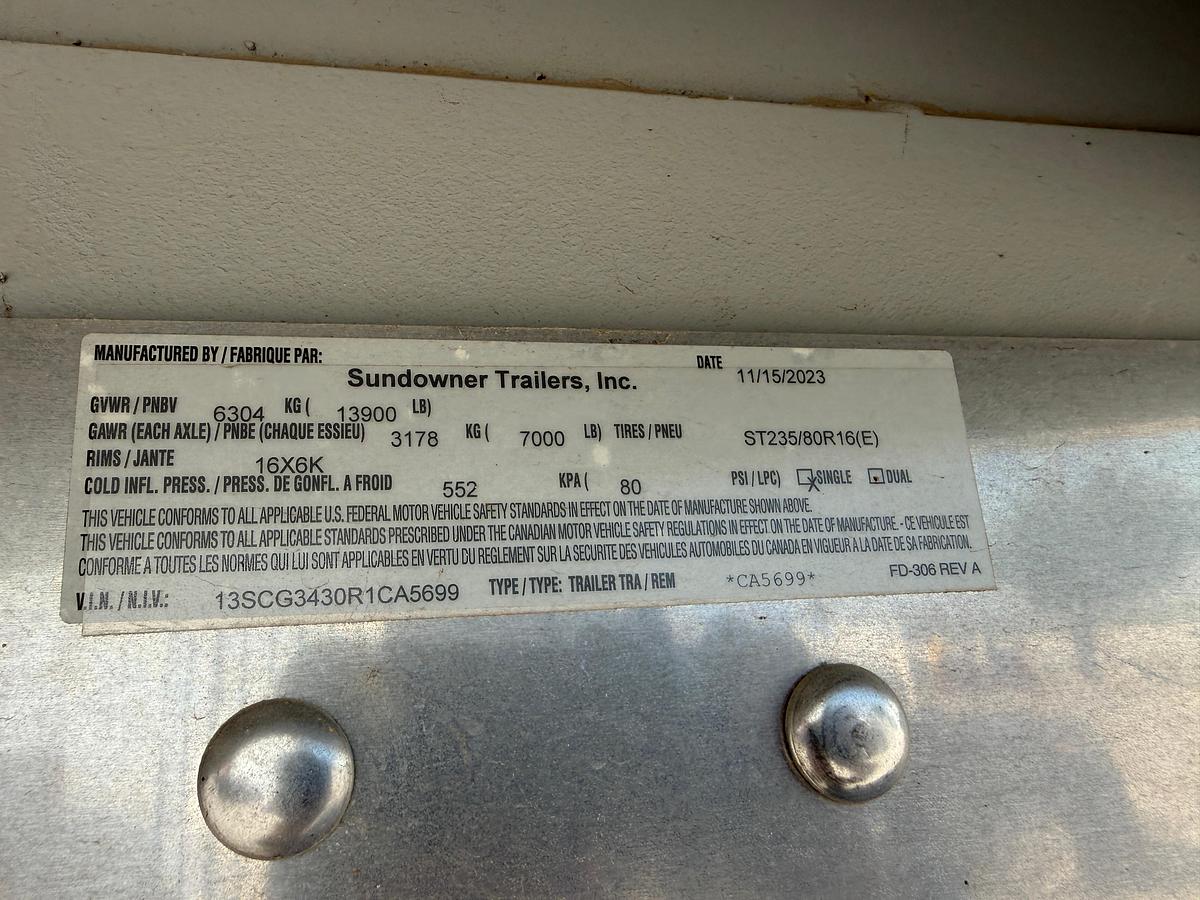 Used 2024 Sundowner Work Horse 28GN Trailer