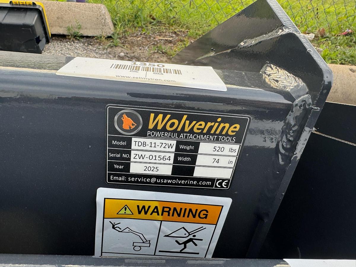 Used 2025 Wolverine TDB-11-72W Track Duty Bucket Skid Steer Attachment (UNUSED)
