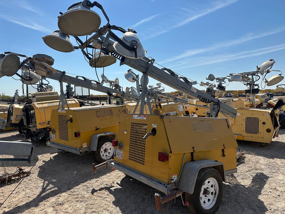 Used Warren Power Systems 8KW Light Plant, Inoperable, has Cat Engine, Bad Tires.