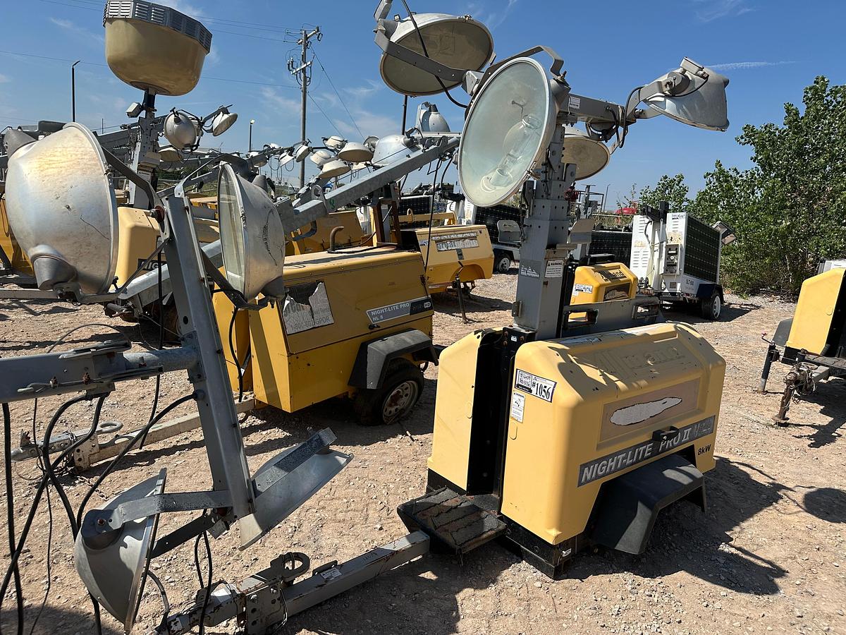 Used Allmand night-lite 8kw Light Plant with Cat Engine, Inoperable, Missing Axle.