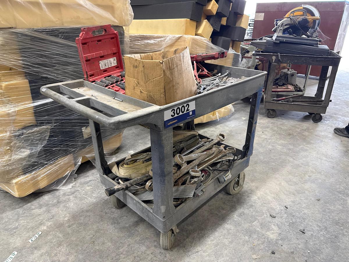 Used Rolling Cart with Assorted Milwaukee Impact Sockets, and Wrenches