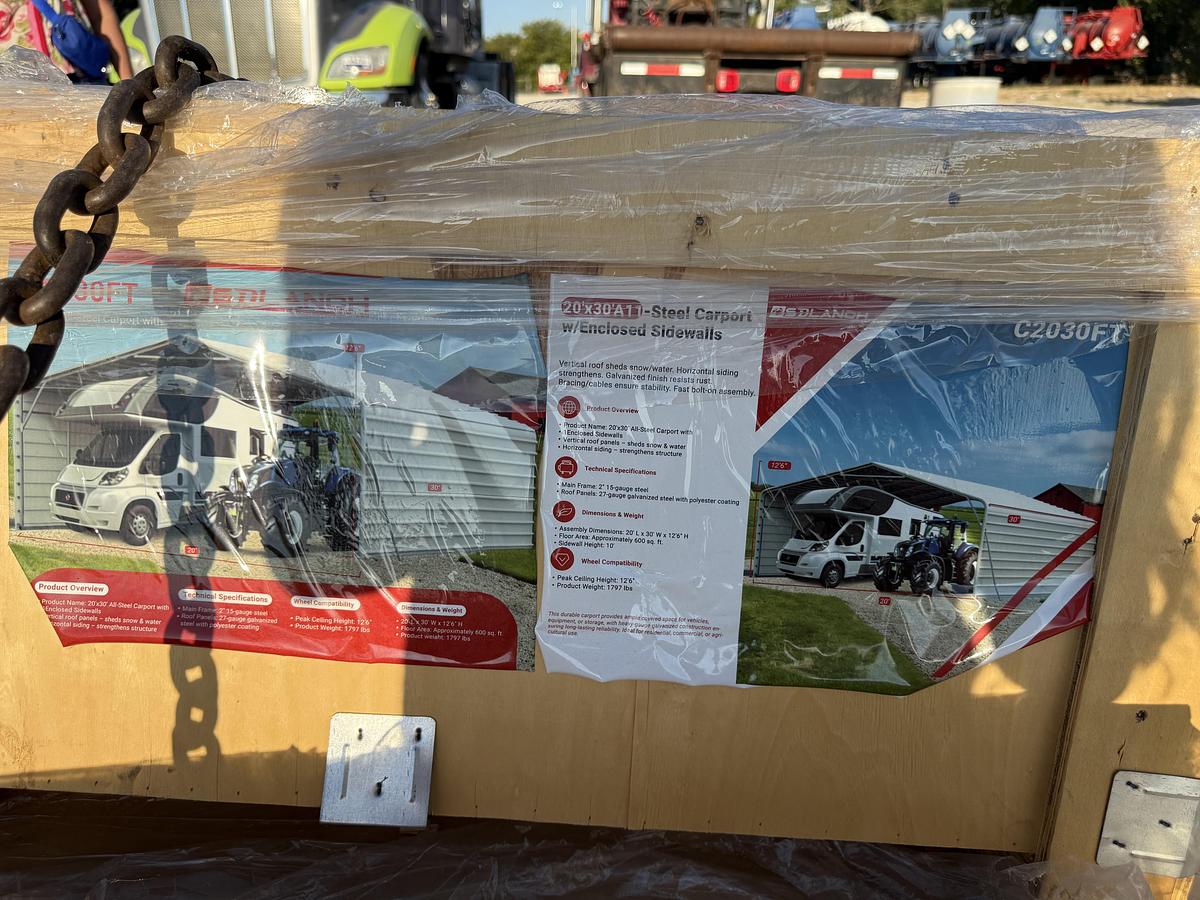 Used 20'x30' All-Steel Carport with Enclosed Sidewalls (UNUSED)