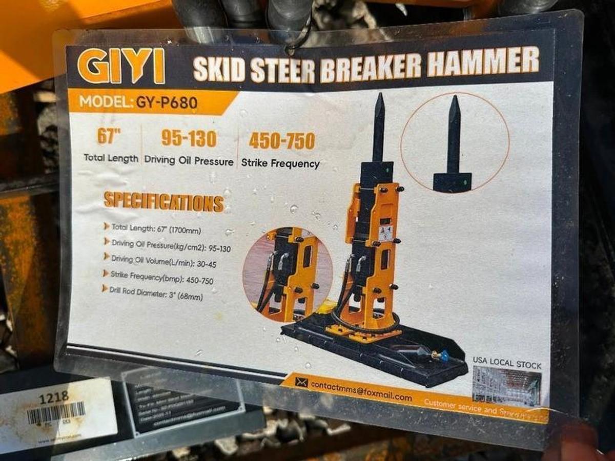 Used 2026 GIYI GY-P680 Breaker Skid Steer Attachment (UNUSED)
