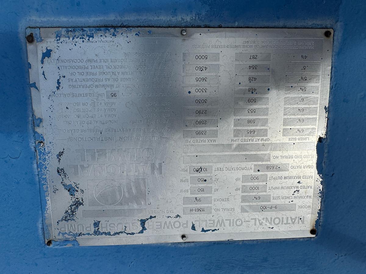 Used National Oilwell 9P-100 Triplex Mud Pump