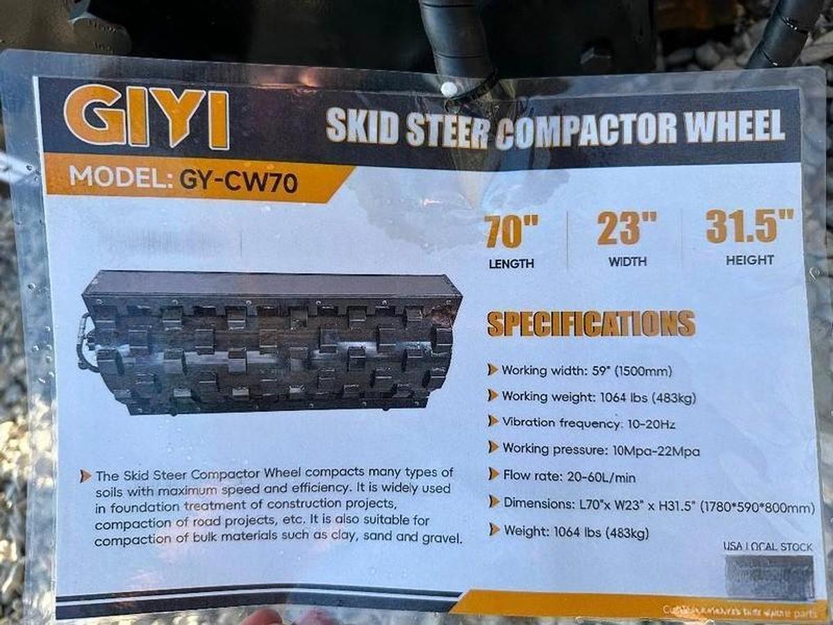 Used 2026 GIYI GY-CW59 Compactor Wheel Skid Steer Attachment (UNUSED)