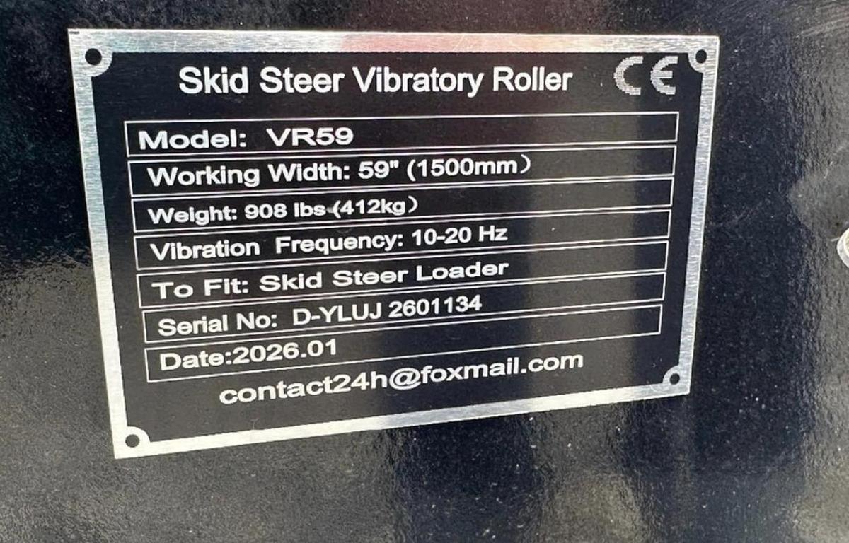 Used 2026 GIYI GY-VR59 Vibratory Roller Skid Steer Attachment (UNUSED)