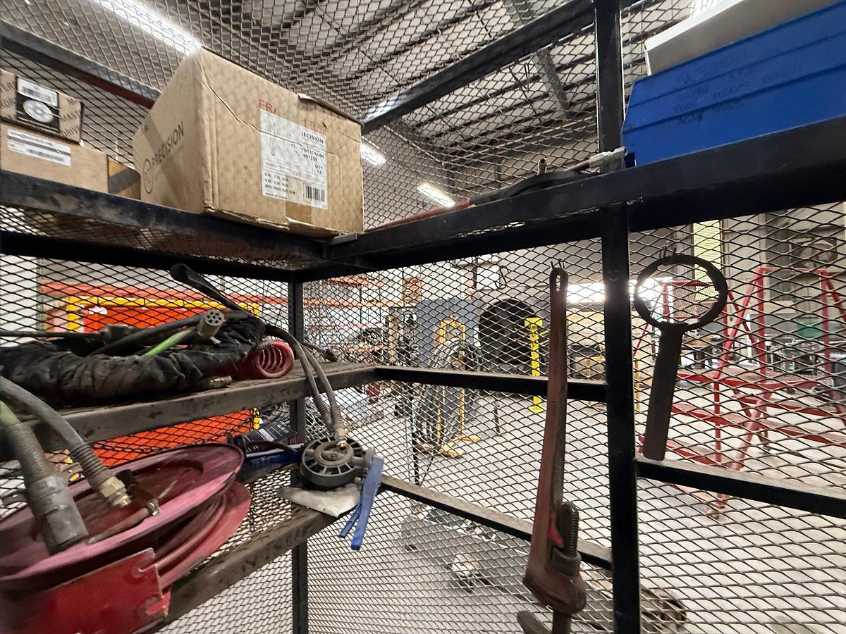 Used Metal Cage Tool Room with Assorted Tools
