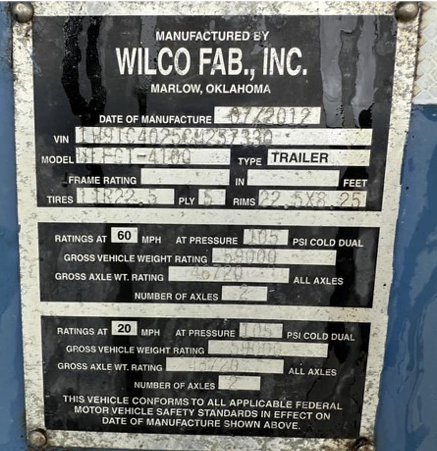 Used 2012 Wilco 4,100 Gallon with Hyd Agitators Acid Transport Trailer