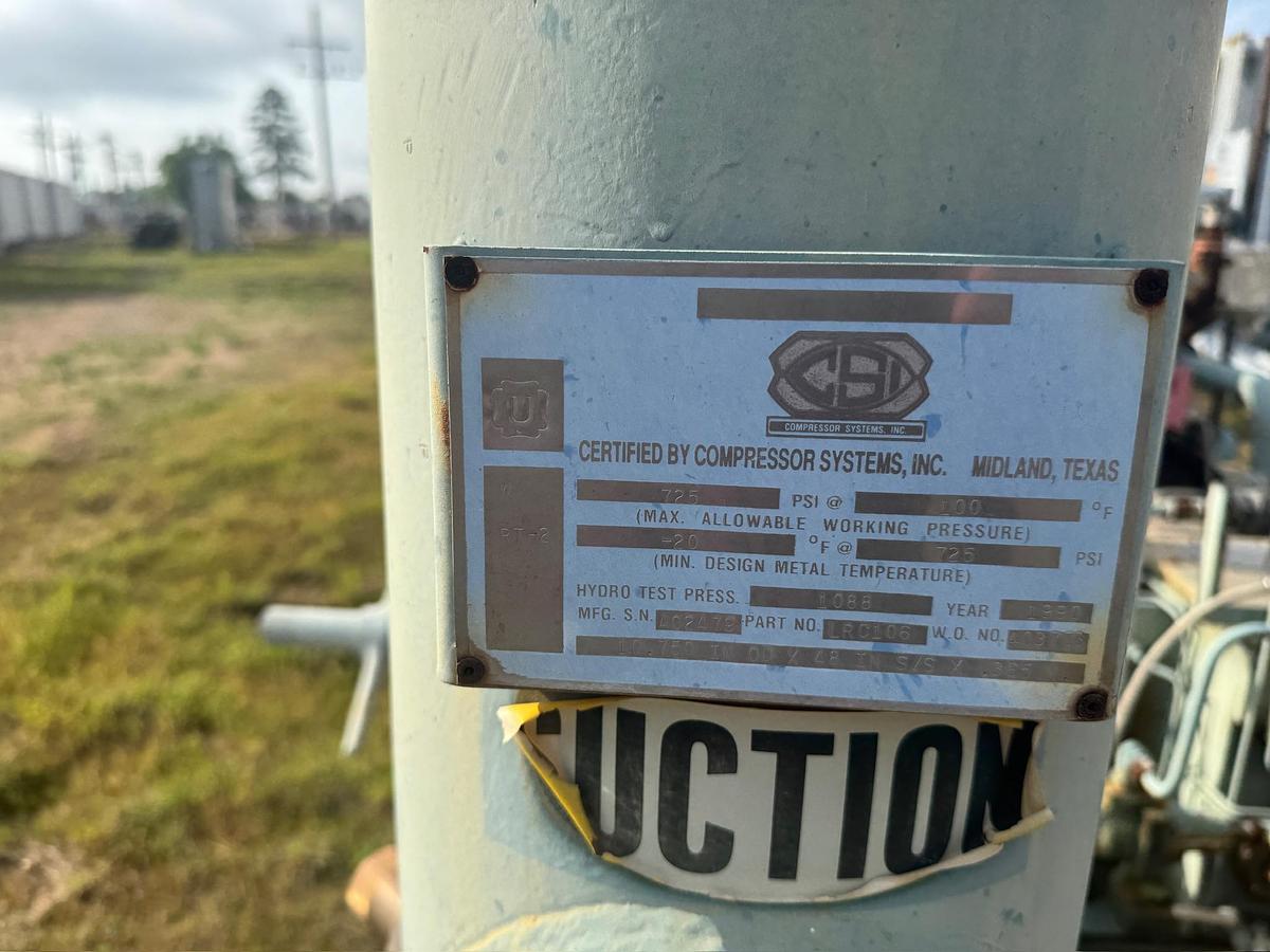 Used 1990 CSI (Compressor Systems, Inc.) Engine-Driven Reciprocating Natural Gas Compressor, Skidded