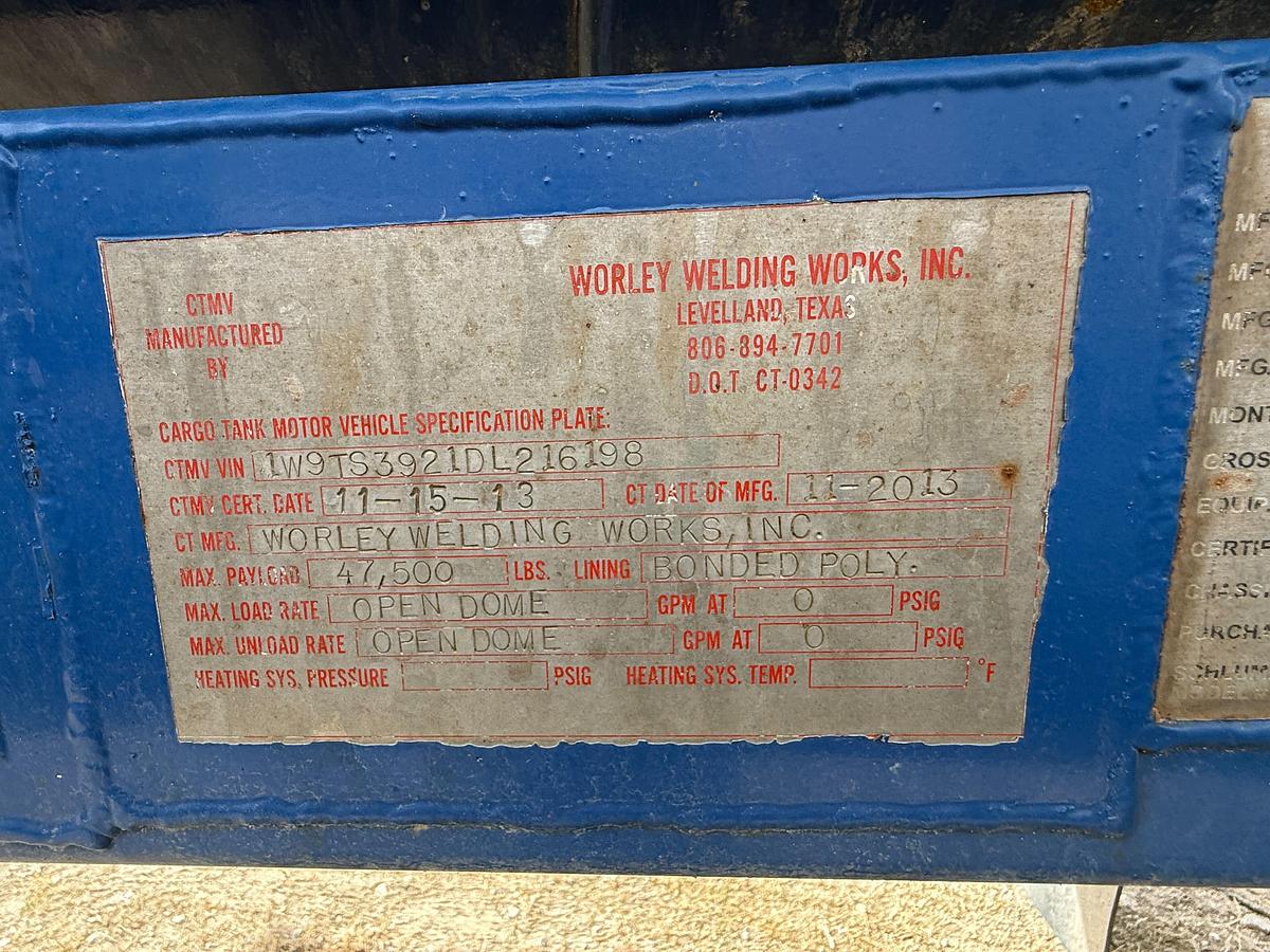 Used 2013 Worley 5,000-Gal Transport Trailer