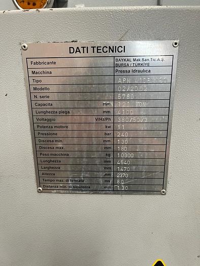 Used PRESSA PIEGATRICE BAYKAL 4100x120 TON Usata
