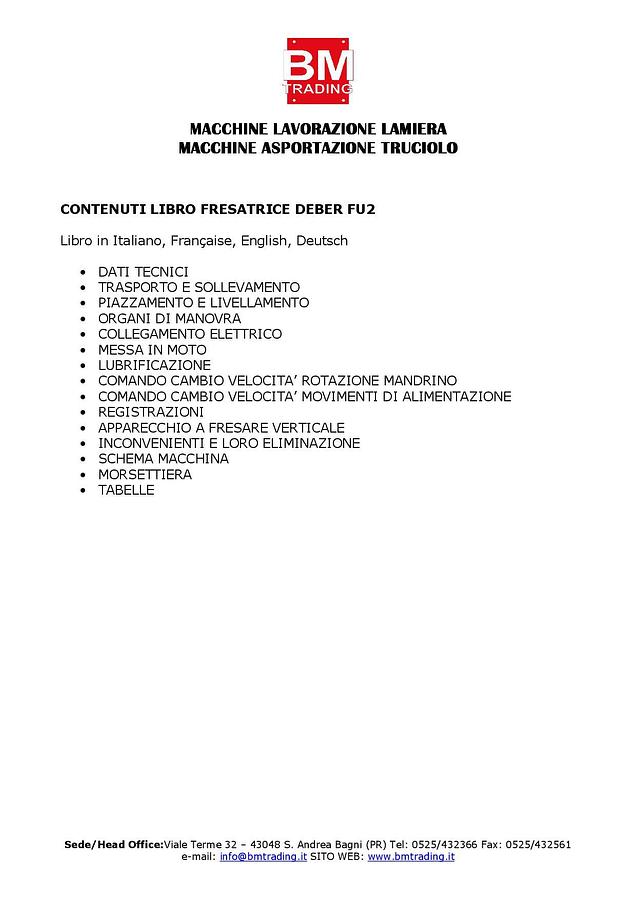 Usato LIBRO FRESATRICE DEBER