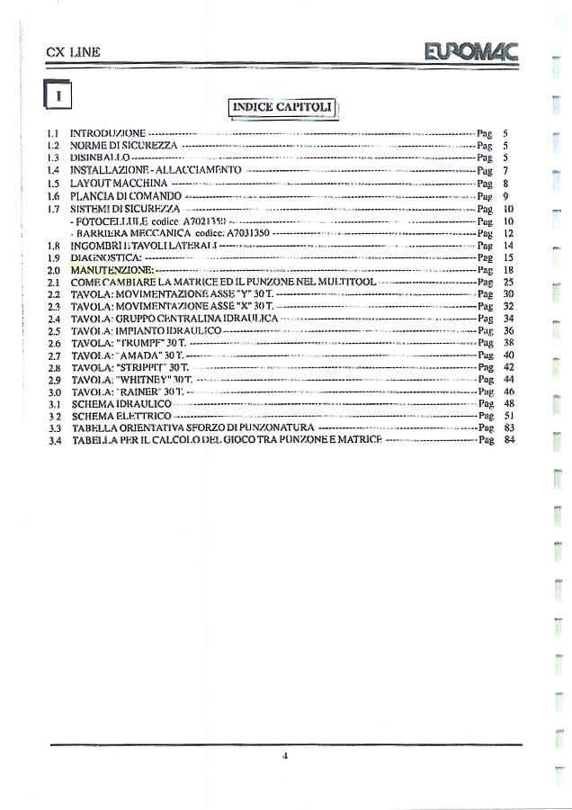 Usato LIBRO PUNZONATRICE EUROMAC CX CNC