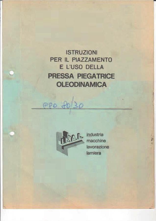 Usato LIBRO PRESSA PIEGATRICE IMAL PPO 80/30