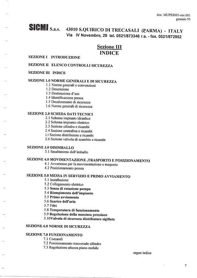 Usato LIBRO PRESSA OLEODINAMICA SICMI