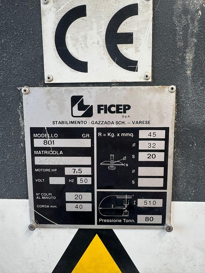 Usato PUNZONATRICE IDRAULICA FICEP 80 Ton USATA