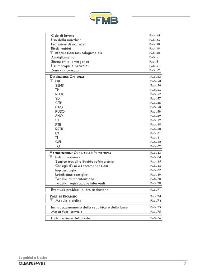 Usato LIBRO SEGATRICE SEMIAUTOMATICA FMB