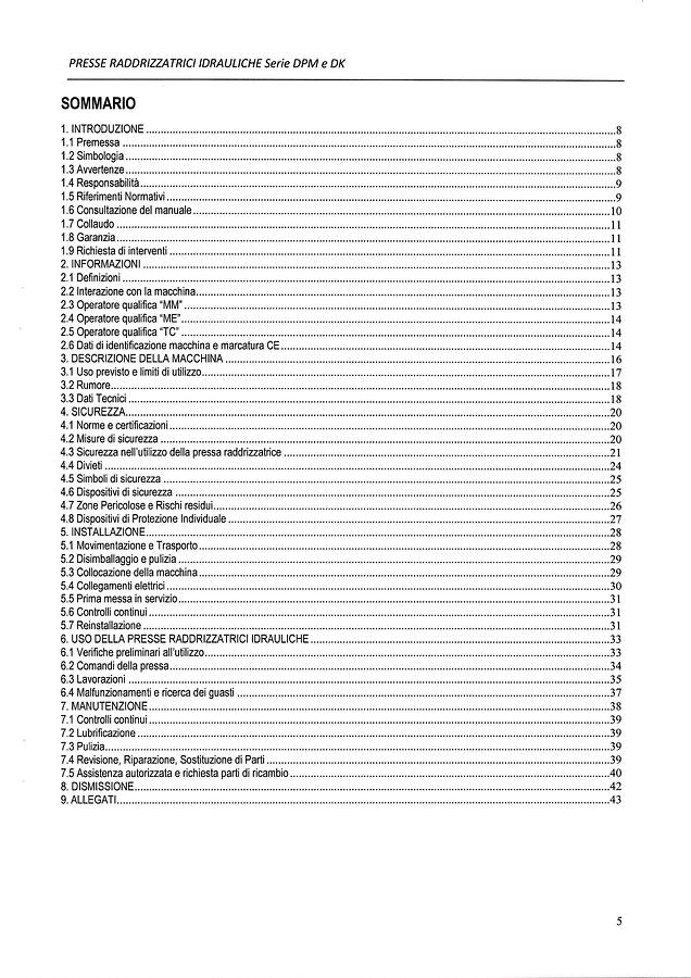 Usato LIBRO PRESSA IDRAULICA ADRIA DPM - DK 100