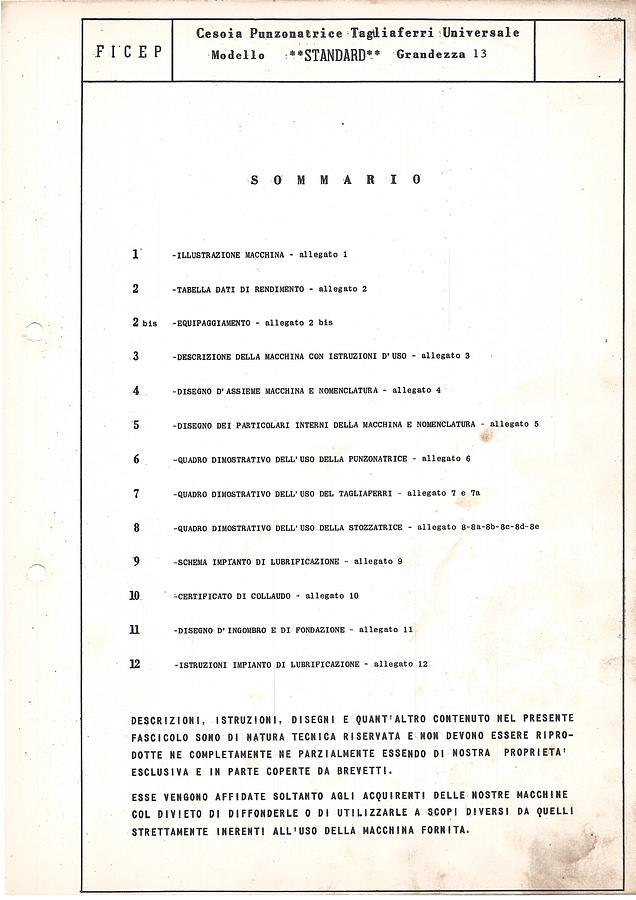 Usato LIBRO CESOIA PUNZONATRICE FICEP STANDARD GR13