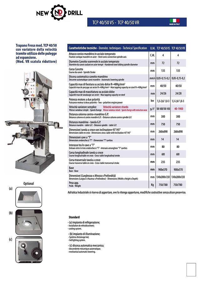 TRAPANO FRESA CON GUIDE PRISMATICHE 40MM