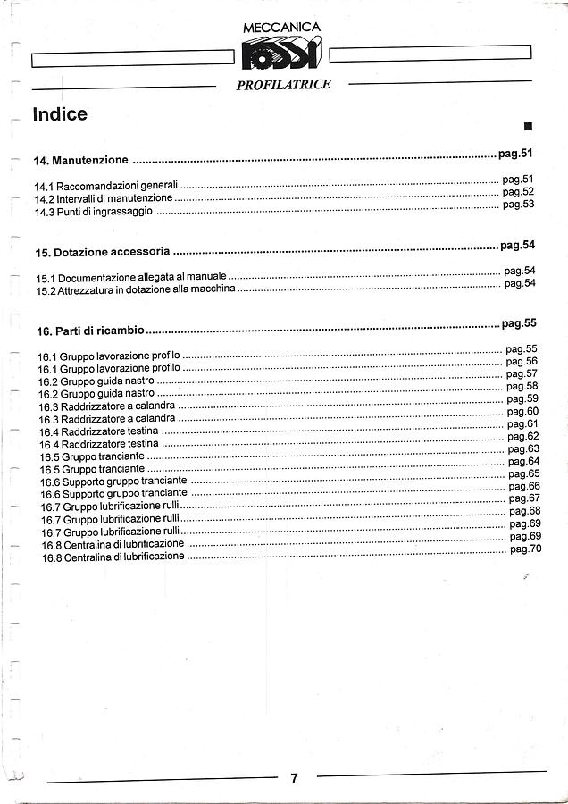 Usato LIBRO PROFILATRICE ROSSI 