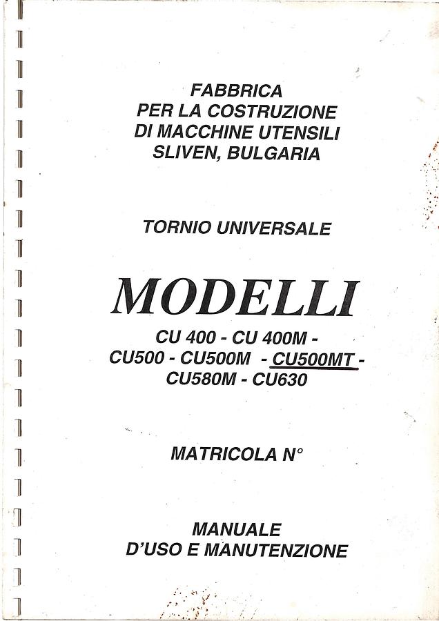 Usato LIBRO ISTRUZIONI TORNIO PARALLELO ZMM CU