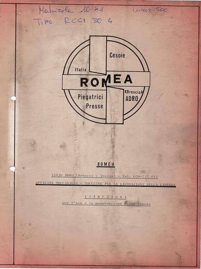 Usato LIBRO CESOIA A GHIGLIOTINA ROMEA