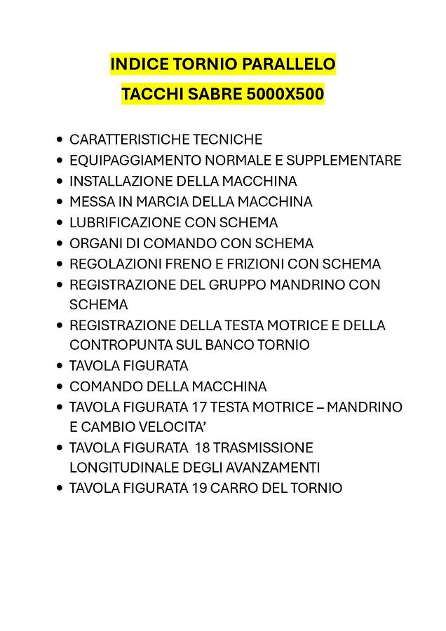 Usato LIBRO TORNIO PARALLELO SABRE 5000x500