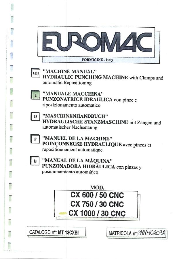 Usato LIBRO PUNZONATRICE EUROMAC CX CNC