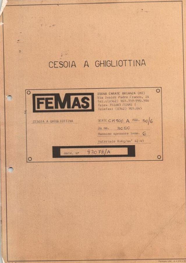 Usato LIBRO CESOIA MECCANICA FEMAS