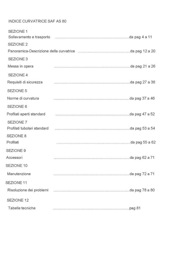 Usato LIBRO ISTRUZIONI CURVATRICE AS 80