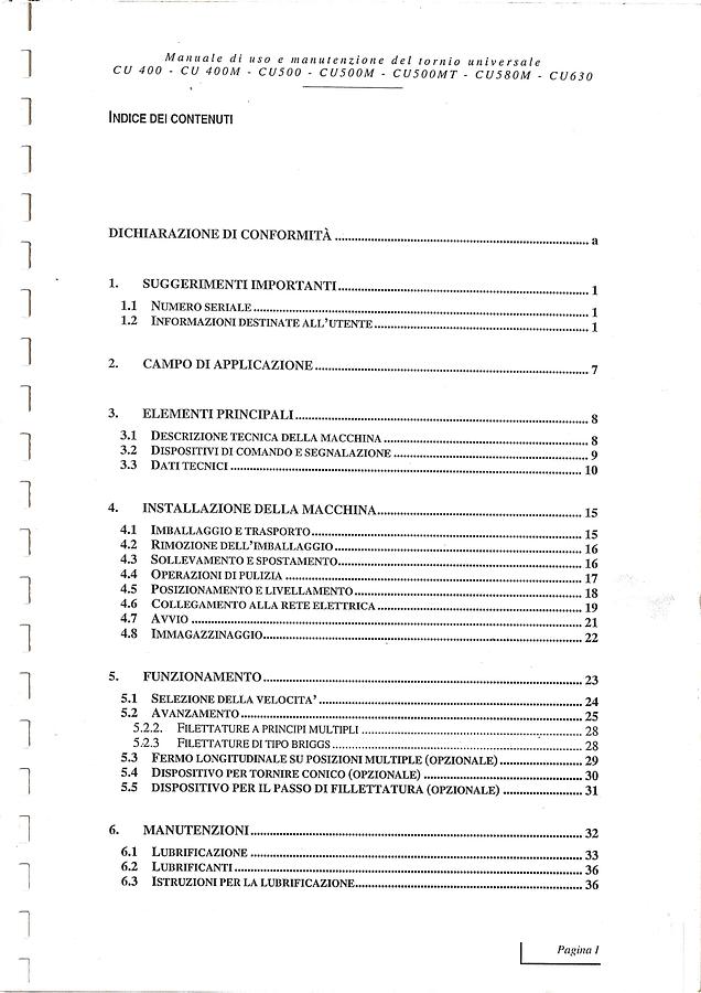 Usato LIBRO ISTRUZIONI TORNIO PARALLELO ZMM CU