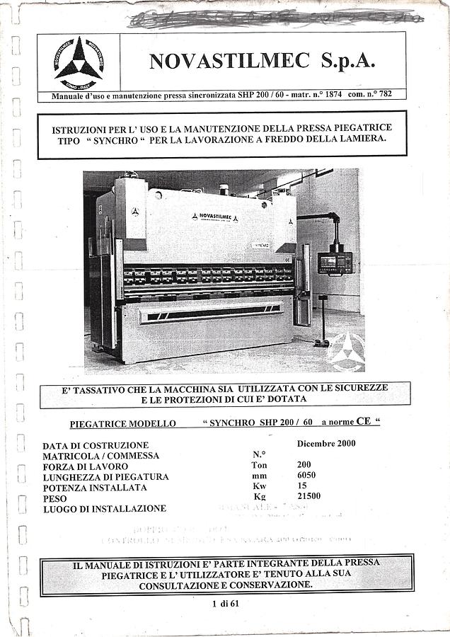 Usato LIBRO PIEGATRICE NOVASTILMEC
