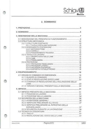 Used LIBRO CESOIA A GHIGLIOTTINA UDRAULICA SCHIAVI AG 3004