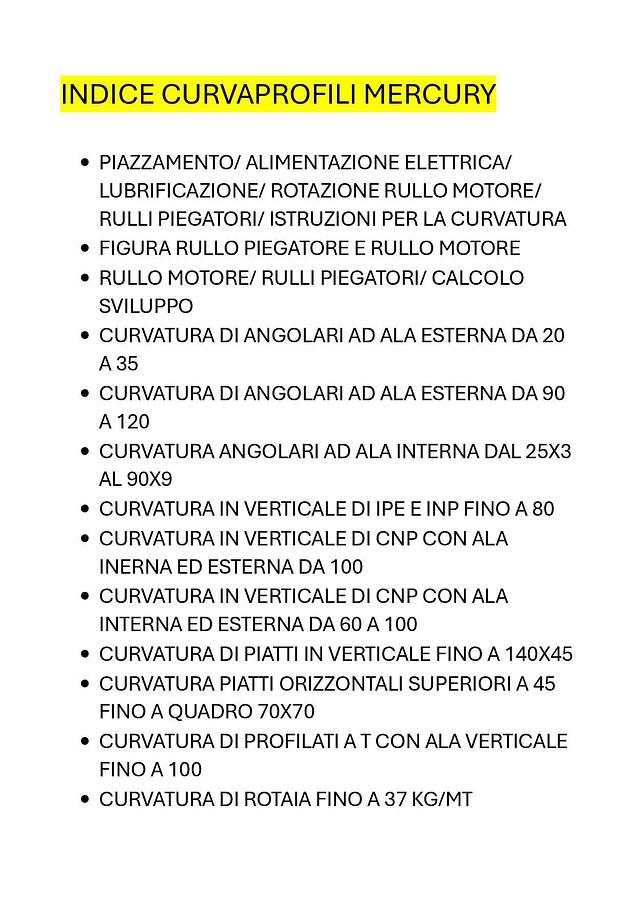 Usato LIBRO CURVATRICE MERCURY