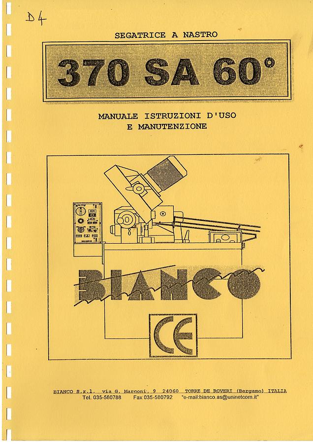 Usato LIBRO SEGATRICE A NASTRO SEMIAUTOMATICA BIANCO 370