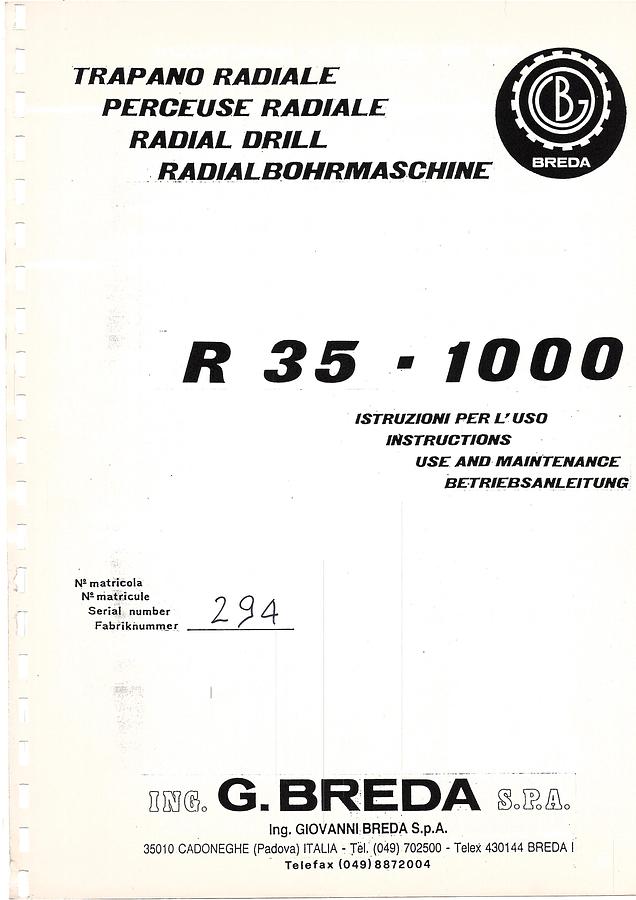 Usato LIBRO TRAPANO RADIALE BREDA