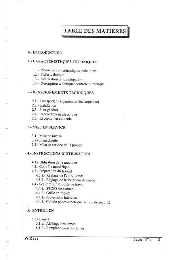 Usato CESOIA A GHIGLIOTTINA AXIAL / Manuel d’instructions pour cisaille hydraulique Axial