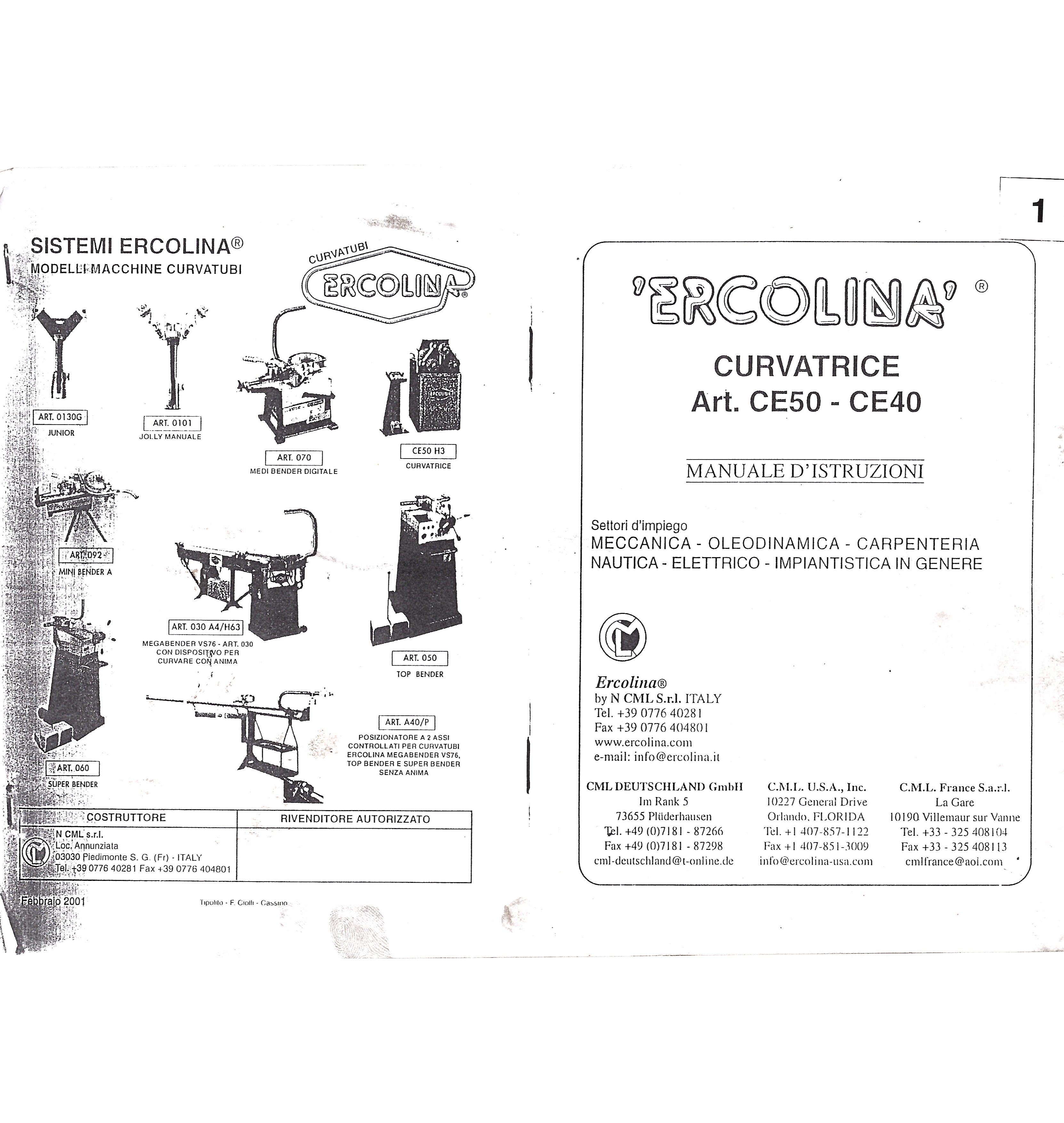 Usato LIBRO CURVAPROFILI ERCOLINA CE50 CE40
