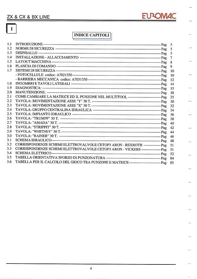 Usato LIBRO PUNZONATRICE EUROMAC BX CX ZX
