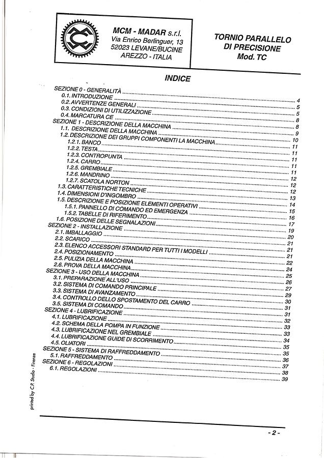 Usato LIBRO ISTRUZIONI TORNIO PARALLELO MCM MADAR