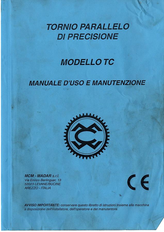 Usato LIBRO ISTRUZIONI TORNIO PARALLELO MCM MADAR