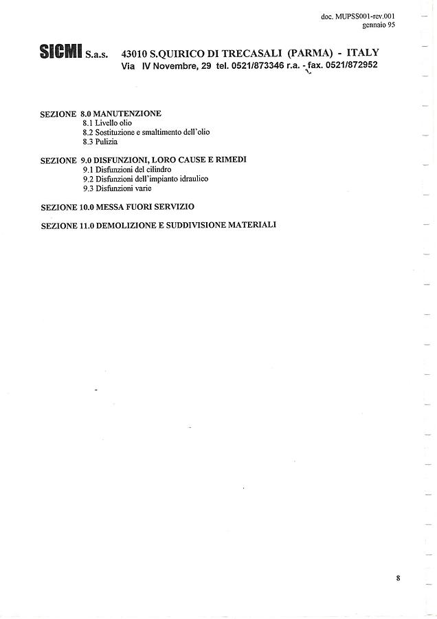 Usato LIBRO PRESSA OLEODINAMICA SICMI