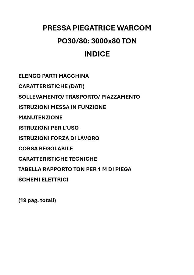 Usato LIBRO PIEGATRICE WARCOM 3000x80t