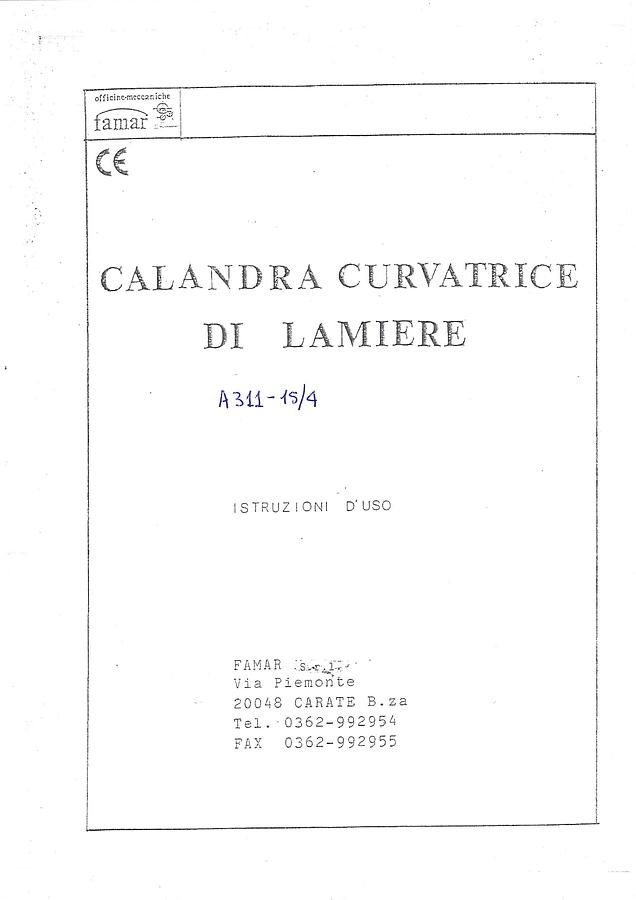 Usato LIBRO CALANDRA 3 RULLI FAMAR