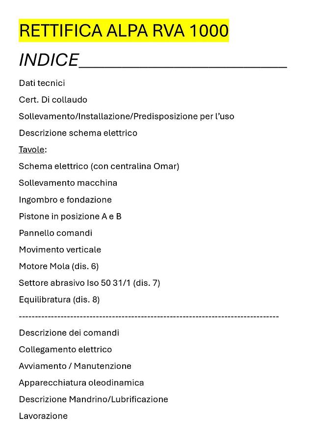 Usato LIBRO RETTIFICA ALPA RVA 1000