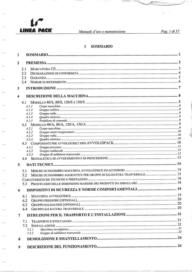 Usato LIBRO AVVOLGITRICE LINEA PACK