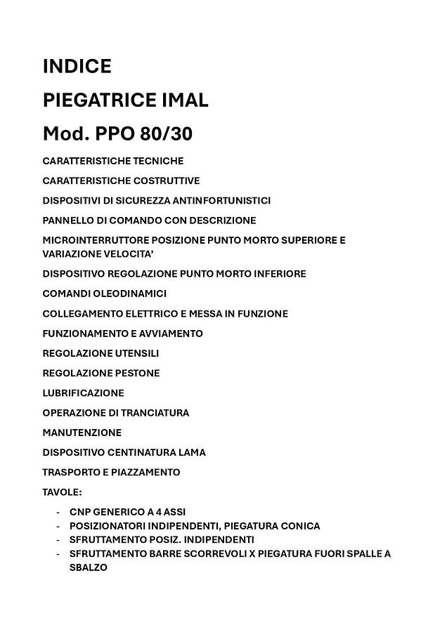 Usato LIBRO PRESSA PIEGATRICE IMAL PPO 80/30