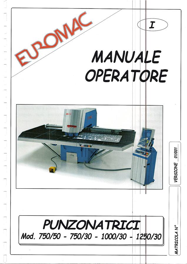 Usato LIBRO PUNZONATRICE EUROMAC BX CX ZX