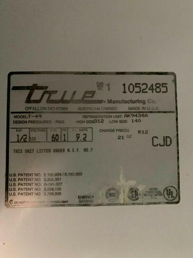 Used True T-49 Reach-In Two-Door Commercial Refrigerator 115V